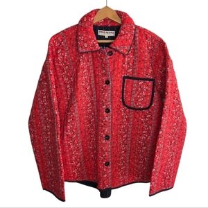 NWT Free People Alexie Quilted Boxy Cherry Red Bandana Jacket Size Medium